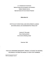 Portfolio of Operational and Development Marine
