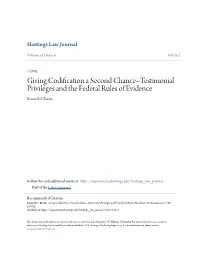 Testimonial Privileges and the Federal Rules of Evidence Kenneth S