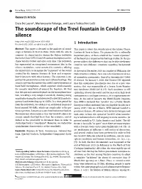 The Soundscape of the Trevi Fountain in Covid-19 Silence Received Jul 15, 2020; Accepted Sep 28, 2020 1 Introduction