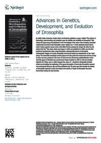 Advances in Genetics, Development, and Evolution of Drosophila