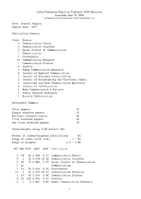 Career Publication Report As Tracked in CIOS Resources Generated June 16, 2009 Name: Everett Rogers Degree Date: 1957 Publicatio