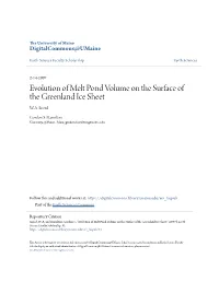 Evolution of Melt Pond Volume on the Surface of the Greenland Ice Sheet W