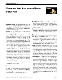 Glossary of Basic Astronomical Terms by Andrew Fraknoi (Foothill College & ASP)