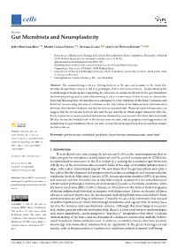 Gut Microbiota and Neuroplasticity
