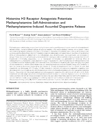 Histamine H3 Receptor Antagonists Potentiate Methamphetamine Self-Administration and Methamphetamine-Induced Accumbal Dopamine Release