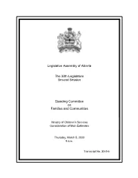Legislative Assembly of Alberta the 30Th Legislature Second Session