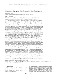 Meteorology of Proposed Mars Exploration Rover Landing Sites Anthony D