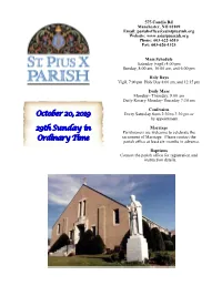 October 20, 2019 29Th Sunday in Ordinary Time