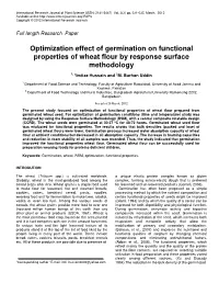 Optimization Effect of Germination on Functional Properties of Wheat Flour by Response Surface Methodology