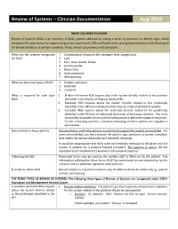 Review of Systems – Clinician Documentation Aug 2019