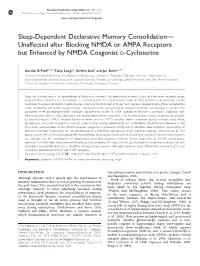 Sleep-Dependent Declarative Memory Consolidation&Mdash