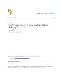 The Vonage Trilogy: a Case Study in "Patent Bullying"