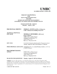 Umbc Rfp #Bc-20630-R Page 1 of 115 Request for Proposal