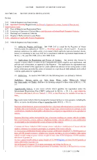 540 Cmr: Registry of Motor Vehicles