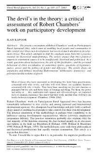 A Critical Assessment of Robert Chambers' Work on Participatory