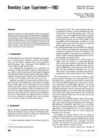 Boundary Layer Experiment—1983 Edwin W