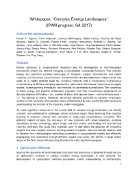 Complex Energy Landscapes” (IPAM Program, Fall 2017)