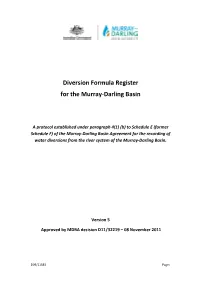 Diversion Formula Register for MDBA