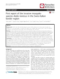 First Report of the Invasive Mosquito Species Aedes Koreicus in The