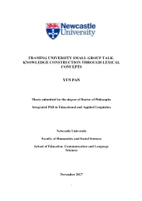 Framing University Small Group Talk: Knowledge Construction Through Lexical Concepts