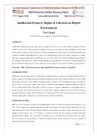 Intellectual Property Rights & Libraries in Digital Environment