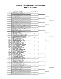 Main Draw Singles
