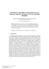 Revisiting Accountability Concept and Practices in Makassar, Indonesia (A Study on 2 Private and Public Hospitals)