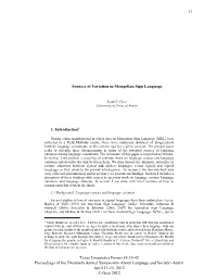 Sources of Variation in Mongolian Sign Language