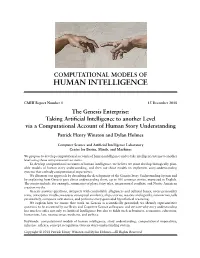 Computational Models of Human Intelligence