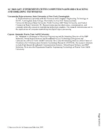 Experiments with Computer Password Cracking and Shielding Techniques