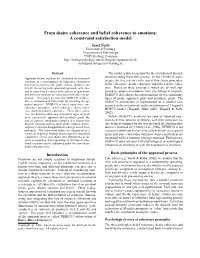 From Desire Coherence and Belief Coherence to Emotions: a Constraint Satisfaction Model