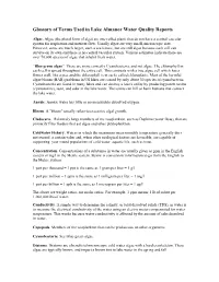 Glossary of Terms Used in Lake Almanor Water Quality Reports
