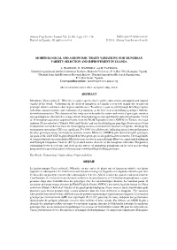 Morphological and Agronomic Traits Variations for Mungbean Variety Selection and Improvement in Uganda