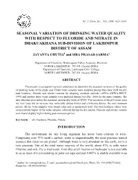 Seasonal Variation of Drinking Water Quality with Respect to Fluoride and Nitrate in Dhakuakhana Sub-Division of Lakhimpur Distr