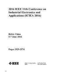 2016 IEEE 11Th Conference on Industrial Electronics and Applications (ICIEA 2016)