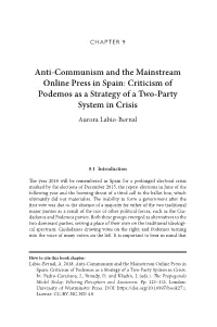 Anti-Communism and the Mainstream Online Press in Spain : Criticism Of