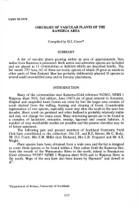 Checklist of Vascular Plants of the Kawerua Area