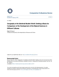 Geography in the Medieval Muslim World: Seeking a Basis for Comparison of the Development of the Natural Sciences in Different Cultures