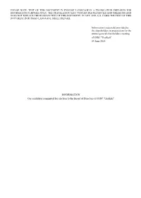 Information (Materials) Provided to the Shareholders in Preparation for the Annual General Shareholders Meeting of OJSC “Uralkali” 09 June 2014