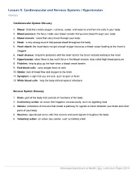 Lesson 5: Cardiovascular and Nervous Systems / Hypertension Glossary