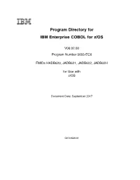 Program Directory for IBM Enterprise COBOL for Z/OS