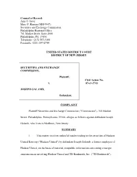 SEC Complaint in This Matter