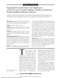 Expanded Genomewide Scan Implicates a Novel Locus at 3Q28 Among Caribbean Hispanics with Familial Alzheimer Disease
