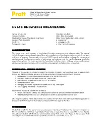 Knowledge Organization Syllabus