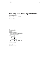 Melody and Accompaniment Articles for EPMOW (Encyclopedia of Popular Music of the World) by Philip Tagg
