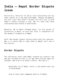 Nepal Border Dispute Issue