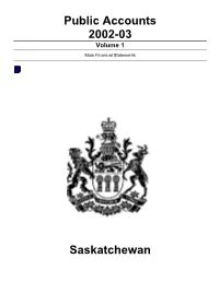Public Accounts 2002-03 Saskatchewan