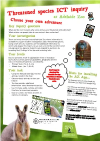 Threatened Species ICT Inquiry at Adelaide Zoo Choose Your Own Adventure