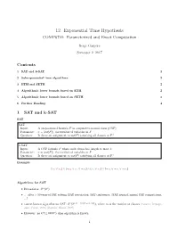 12. Exponential Time Hypothesis COMP6741: Parameterized and Exact Computation