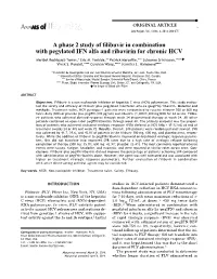 A Phase 2 Study of Filibuvir in Combination with Pegylated IFN Alfa and Ribavirin for Chronic HCV
